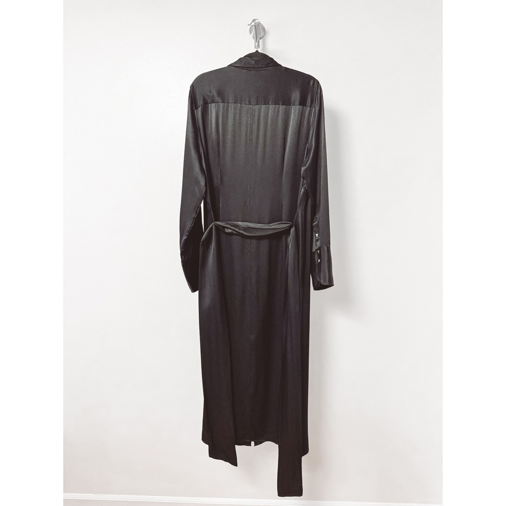 J.Crew Drapey Satin Maxi Shirt Dress Long Sleeve Button Down Belt Luster 18 - Picture 5 of 11